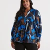 Abstract Geometric Detail Blouse-Sussan Discount