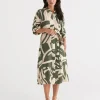 Abstract Print Midi Shirt Dress-Sussan New