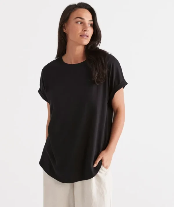 Australia Cotton Extended Roll Cuff Tee-Sussan Online