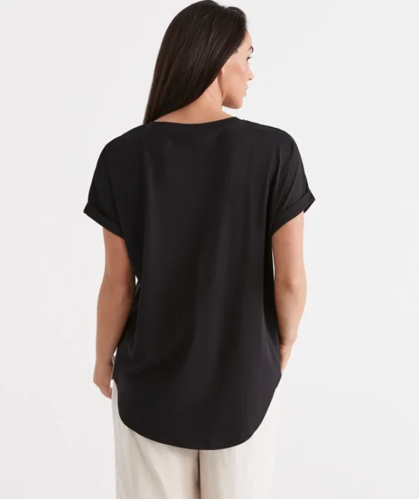 Australia Cotton Extended Roll Cuff Tee-Sussan Online