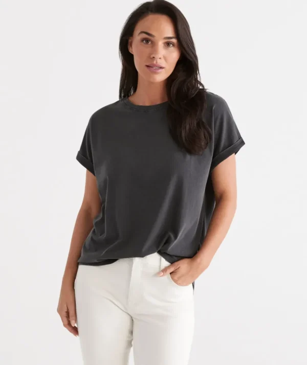 Australia Cotton Extended Roll Cuff Tee-Sussan Online