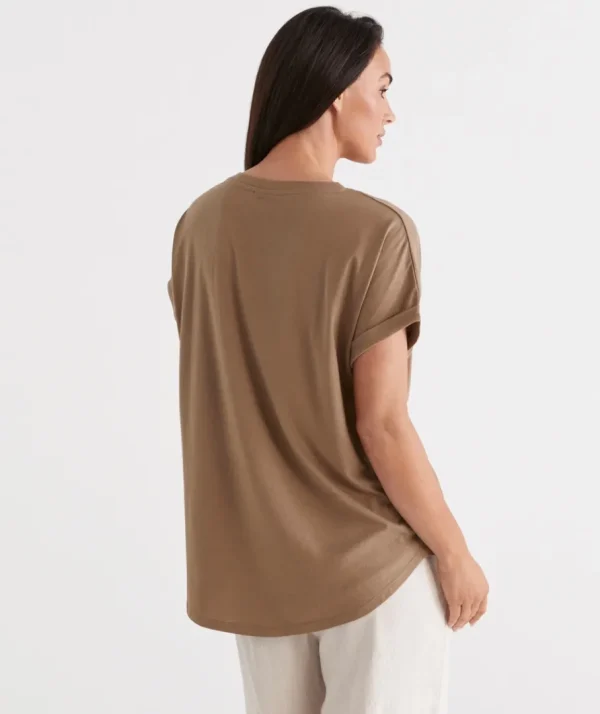 Australia Cotton Extended Roll Cuff Tee-Sussan Online