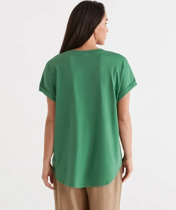 Australia Cotton Extended Roll Cuff Tee-Sussan Online