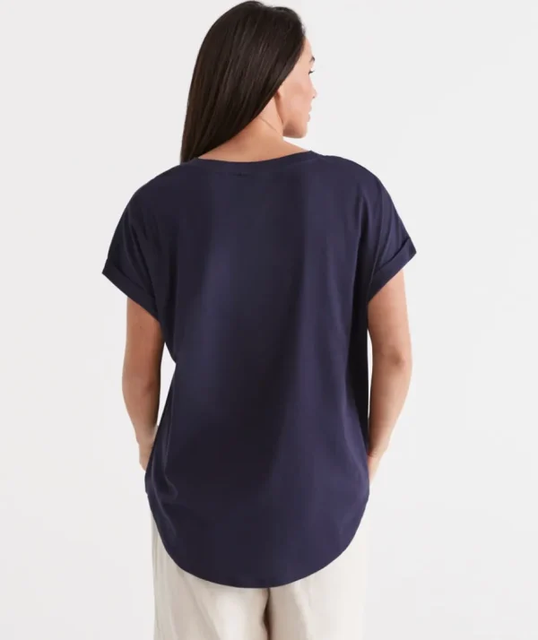 Australia Cotton Extended Roll Cuff Tee-Sussan Online