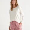 Australian Cotton Contrast Trim Pyjama Long Sleeve Top-Sussan Best