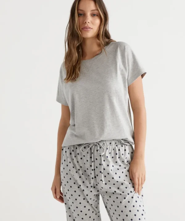 Australian Cotton Contrast Trim Pyjama Top-Sussan Best Sale