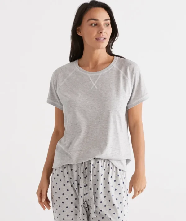 Australian Cotton Contrast Pyjama Top-Sussan Hot