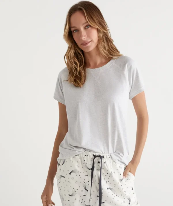 Australian Cotton Contrast Trim Pyjama Top-Sussan Clearance