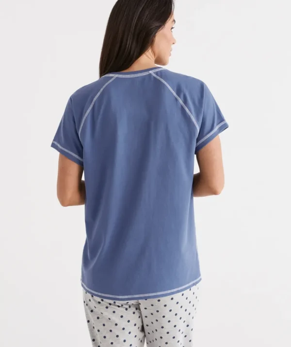 Australian Cotton Contrast Pyjama Top-Sussan Outlet