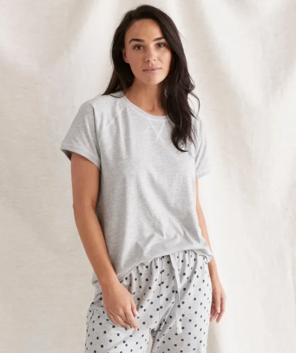 Australian Cotton Contrast Pyjama Top-Sussan Outlet