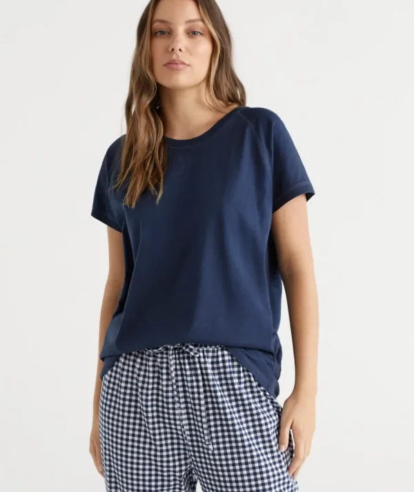 Australian Cotton Contrast Trim Pyjama Top-Sussan Sale