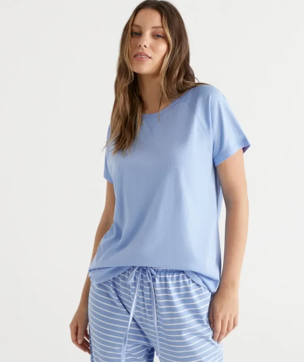 Australian Cotton Contrast Trim Pyjama Top-Sussan Best Sale