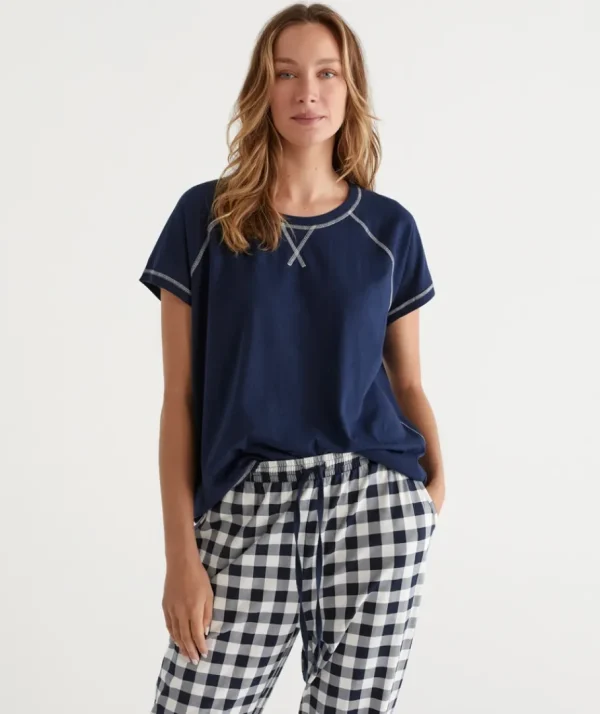 Australian Cotton Contrast Trim Pyjama Top-Sussan New