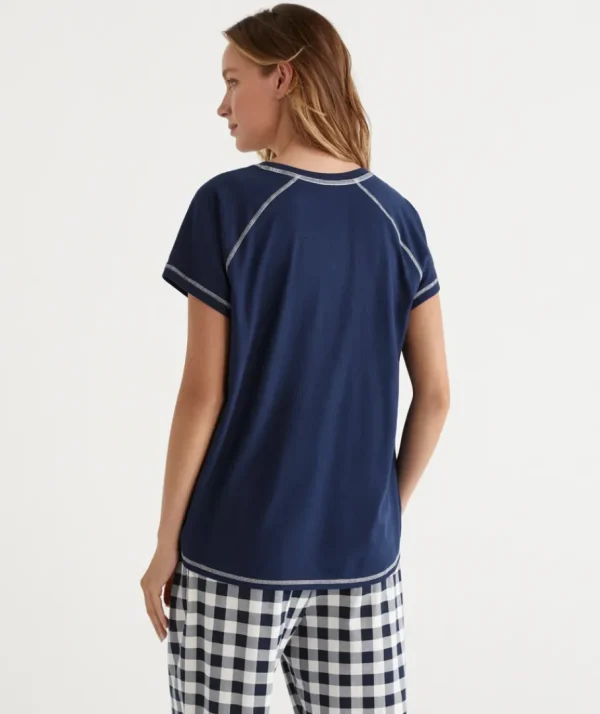 Australian Cotton Contrast Trim Pyjama Top-Sussan New