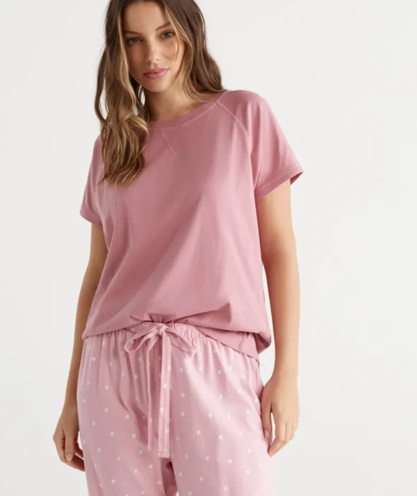 Australian Cotton Contrast Trim Pyjama Top-Sussan Best Sale