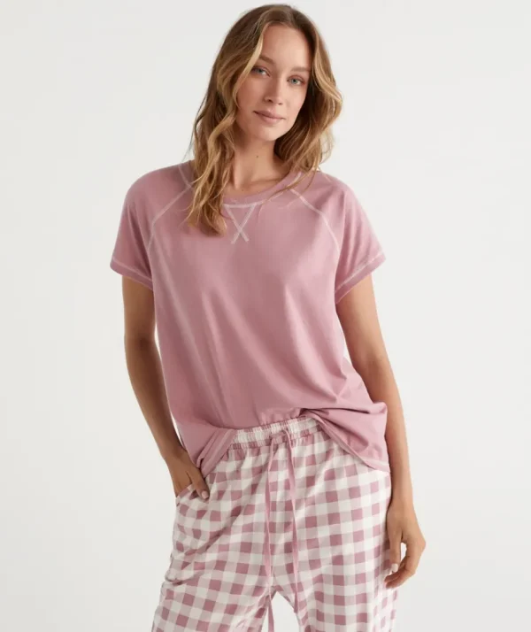 Australian Cotton Contrast Trim Pyjama Top-Sussan New