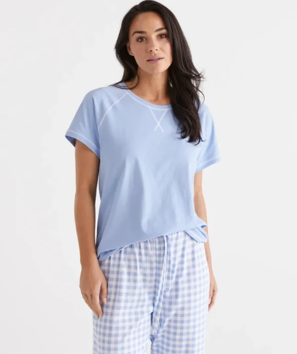 Australian Cotton Contrast Pyjama Top-Sussan Outlet