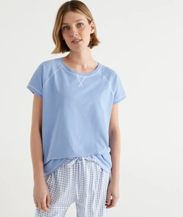 Australian Cotton Contrast Trim Pyjama Top-Sussan Best Sale