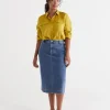 Australian Cotton Denim Midi Skirt-Sussan Hot