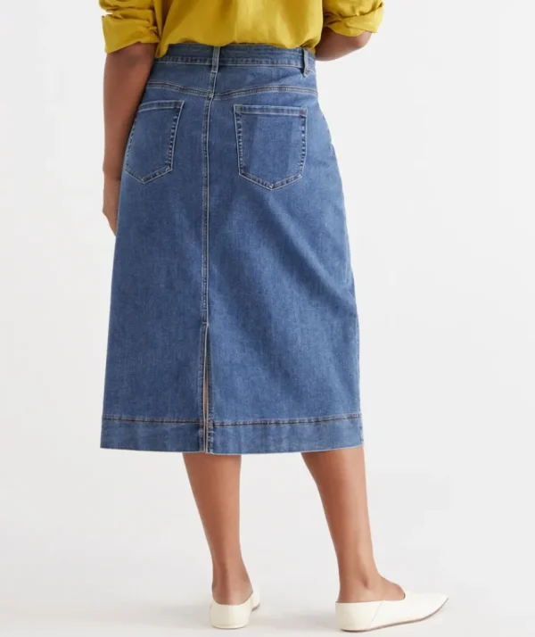 Australian Cotton Denim Midi Skirt-Sussan Hot