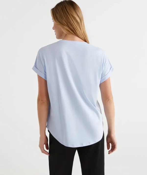 Australian Cotton Extended Roll Cuff Tee-Sussan Best