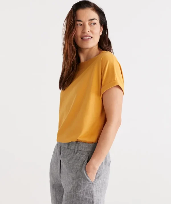 Australian Cotton Extended Roll Cuff Tee-Sussan Best