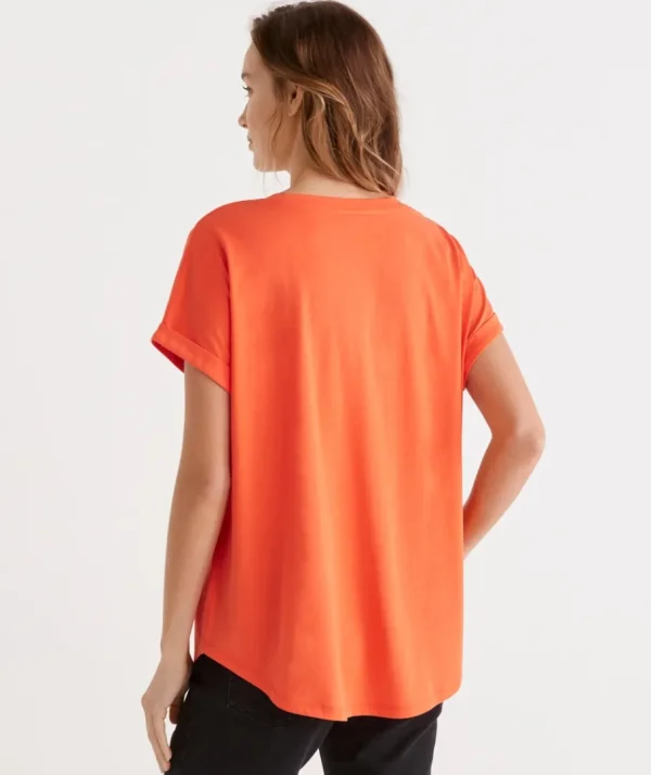 Australian Cotton Extended Roll Cuff Tee-Sussan Best