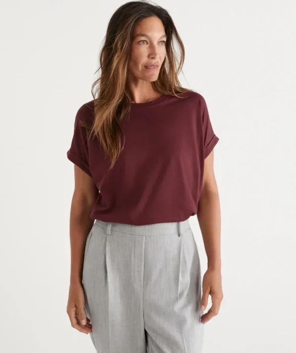 Australian Cotton Extended Roll Cuff Tee-Sussan Best