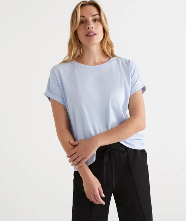 Australian Cotton Extended Roll Cuff Tee-Sussan Best