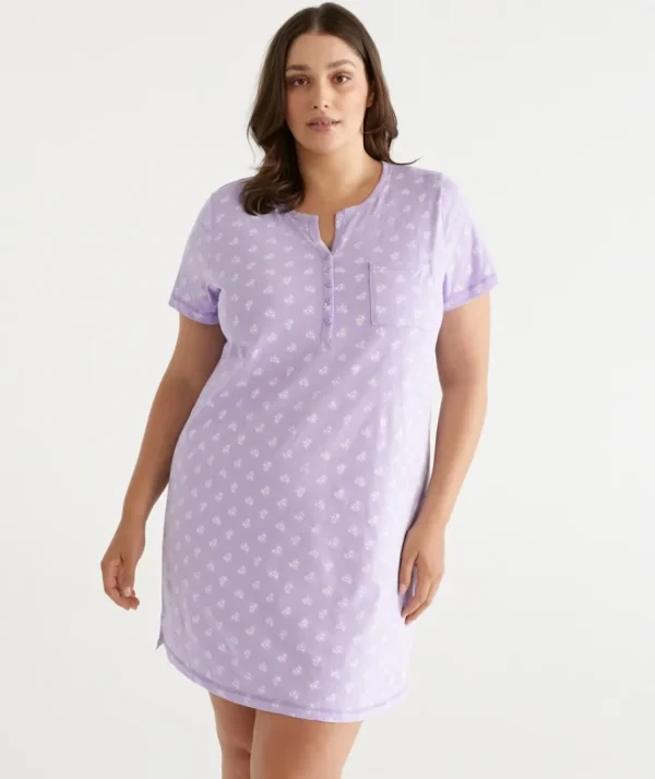 Australian Cotton Floral Henley Nightie-Sussan Best Sale