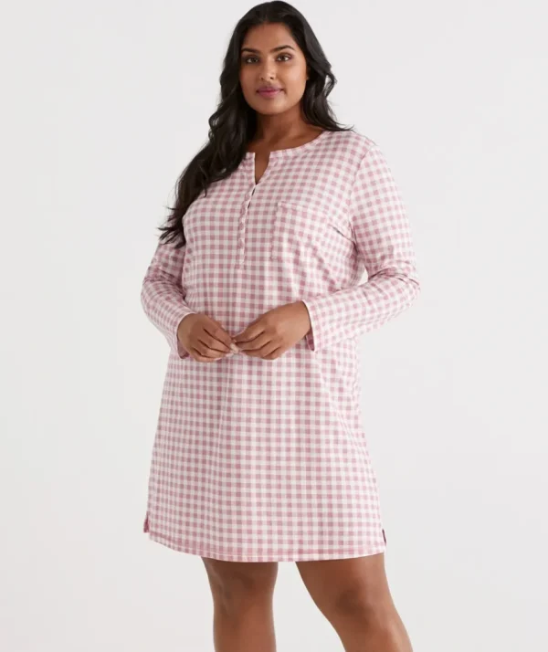 Australian Cotton Gingham Long Sleeve Night-Sussan Best Sale