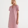 Australian Cotton Heart Print Henley Nightie-Sussan Cheap