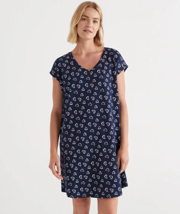 Australian Cotton Heart V Neck Nightie-Sussan Best