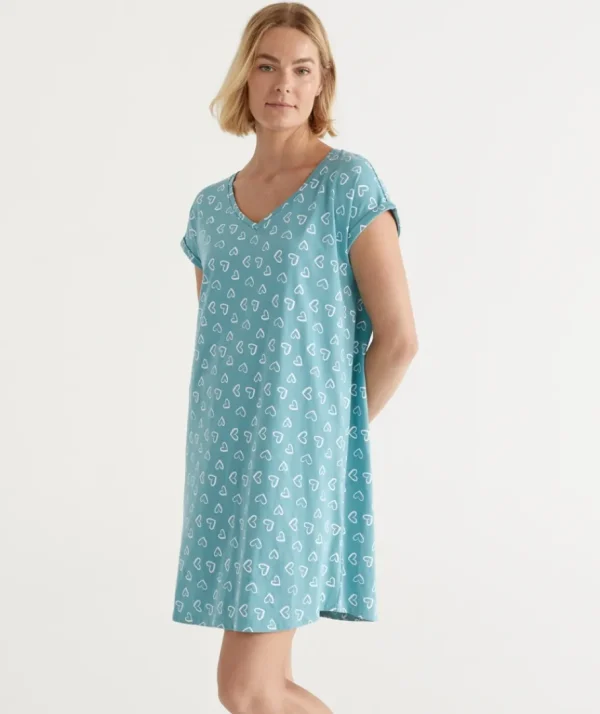 Australian Cotton Heart V Neck Nightie-Sussan Online