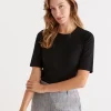 Australian Cotton Rib Elbow Sleeve Top-Sussan Online