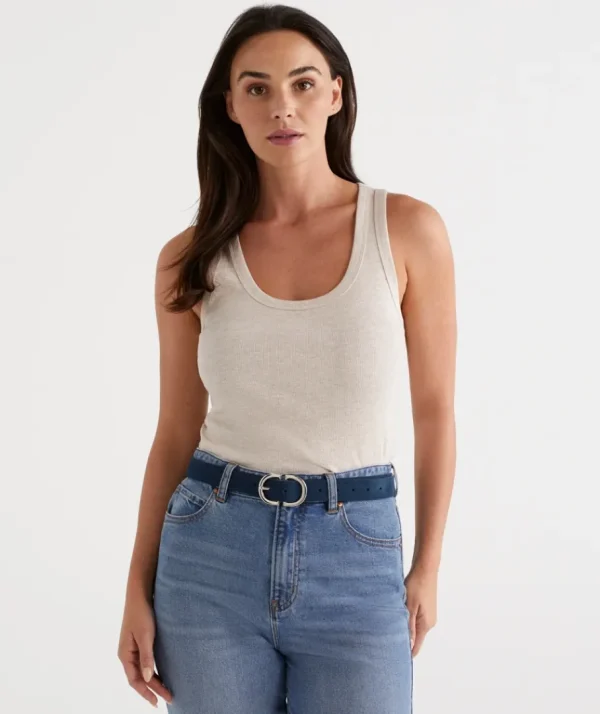 Australian Cotton Scoop Rib Tank-Sussan Outlet