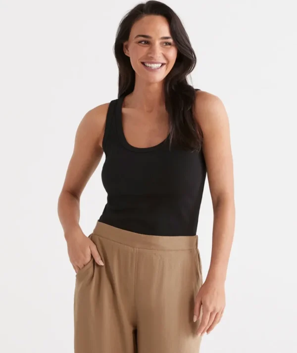 Australian Cotton Scoop Rib Tank-Sussan Sale