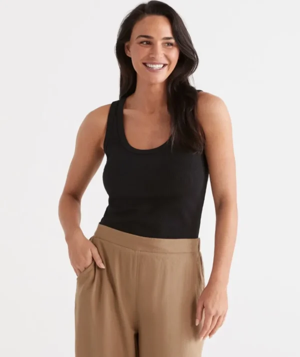 Australian Cotton Scoop Rib Tank-Sussan Outlet