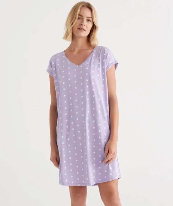 Australian Cotton Spot V Neck Nightie-Sussan Best