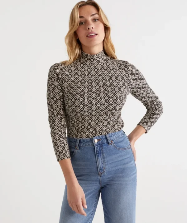 Australian Cotton Stamp Geo Rib Top-Sussan Outlet