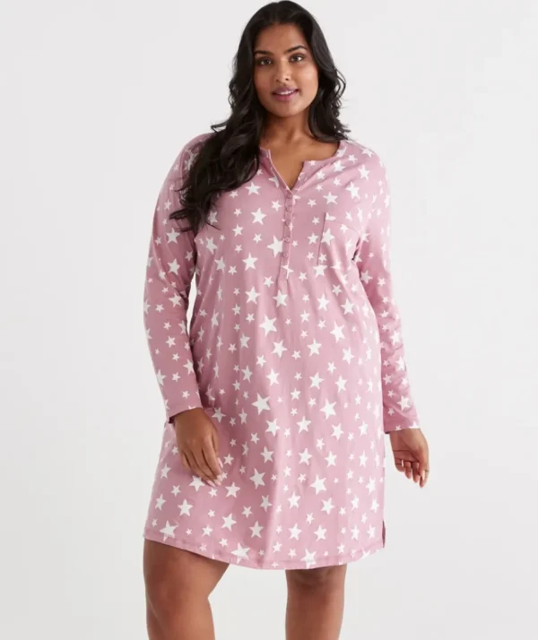 Australian Cotton Star Long Sleeve Night-Sussan Sale