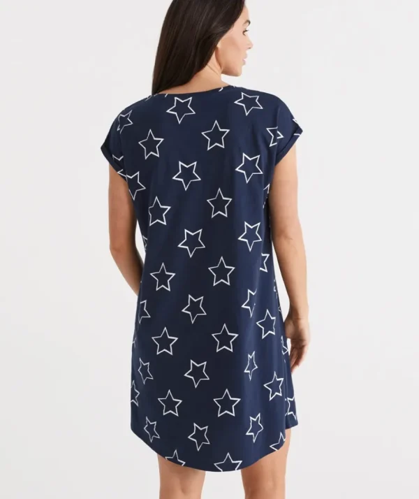 Australian Cotton Star V-Neck Nightie-Sussan Outlet