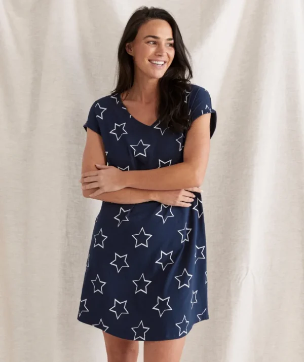 Australian Cotton Star V-Neck Nightie-Sussan Flash Sale