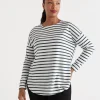 Australian Cotton Stripe Longline Tee-Sussan Store