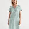 Australian Cotton Stripe Henley Nightie-Sussan New