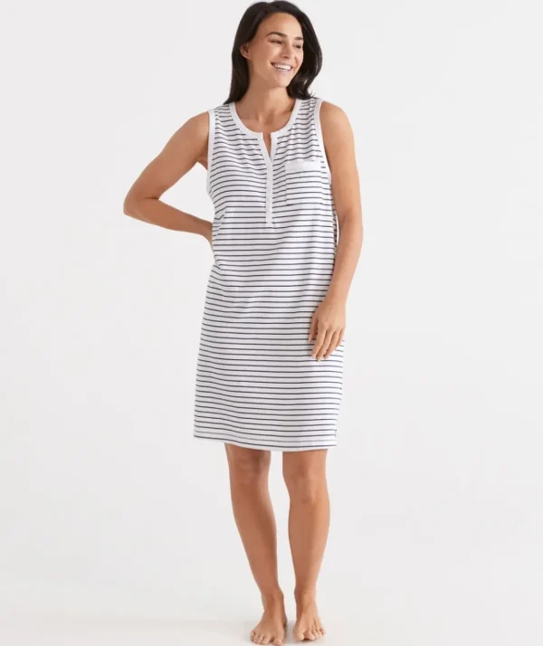 Australian Cotton Stripe Sleeveless Nightie-Sussan Hot