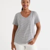 Australian Cotton Stripe V Tee-Sussan Discount