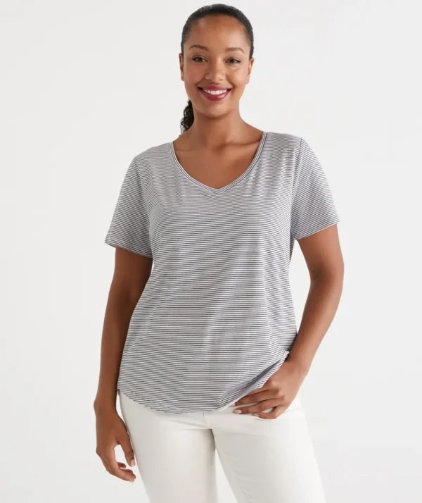 Australian Cotton Stripe V Tee-Sussan Discount