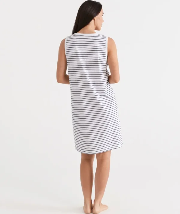 Australian Cotton Stripe Sleeveless Nightie-Sussan Flash Sale