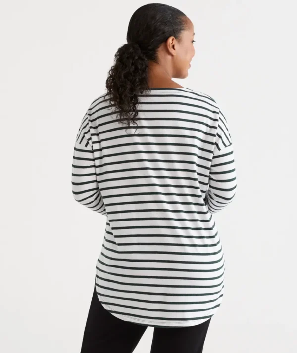 Australian Cotton Stripe Longline Tee-Sussan Store